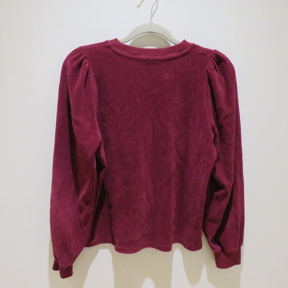 SEZANE Josie Sweatshirt Top Plum Corduroy Size Small Boho Romantic Cottage Trad - Picture 10 of 15